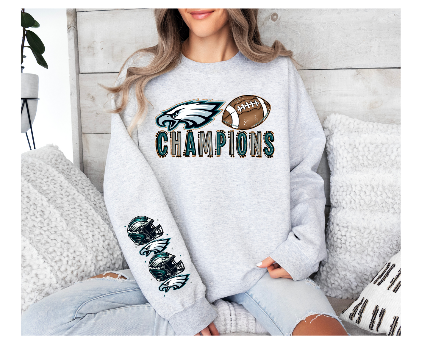 EAGLES CHAMPIONS WITH SLEEVE DESIGN