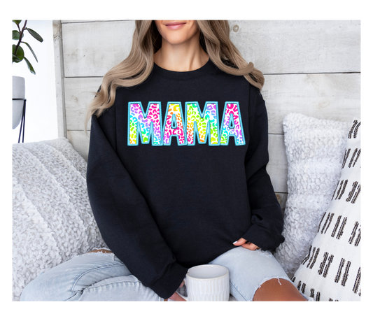 Faux Embroidered Mama Teal