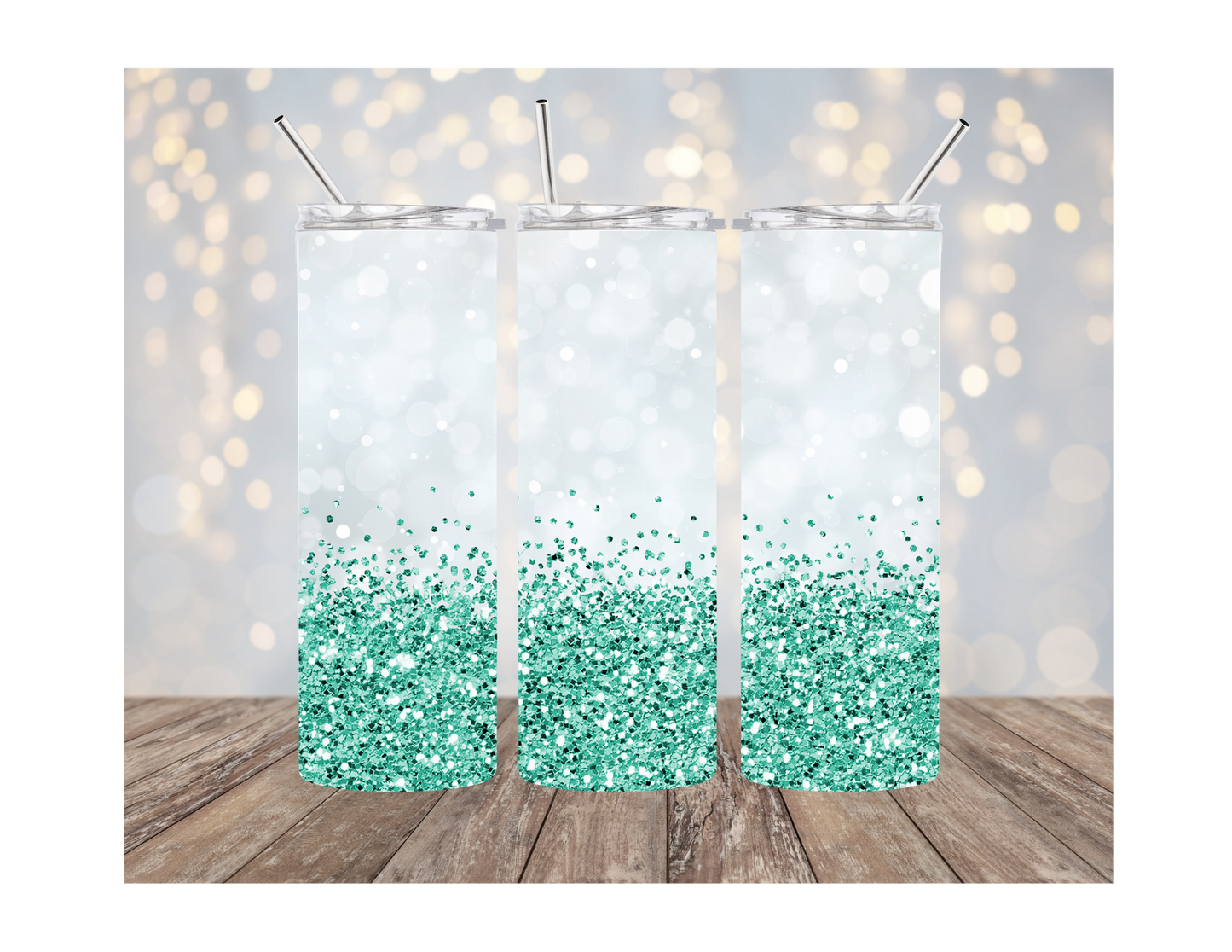 Teal Glitter Tumbler